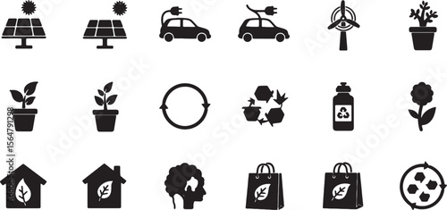 Eco-Friendly Icons Sustainable Living & Renewable Energy Symbols