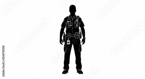 Paramedic Vector – Silhouette for Emergency Medical Services, First Responder, and Healthcare Worker Concepts

