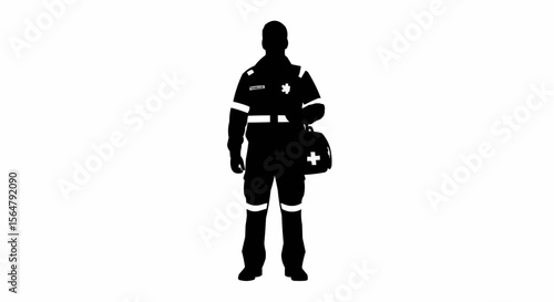 Paramedic Vector – Silhouette for Emergency Medical Services, First Responder, and Healthcare Worker Concepts

