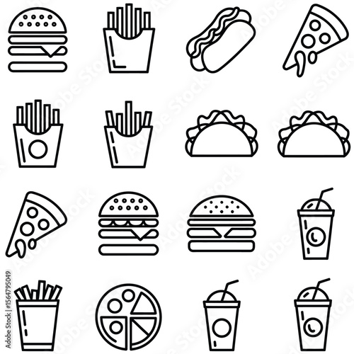 Fast food icons burger fries