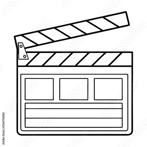 Movie clapperboard with open stick film cinema