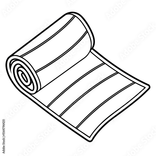 Rolled sleeping bag with stripes camping outdoors