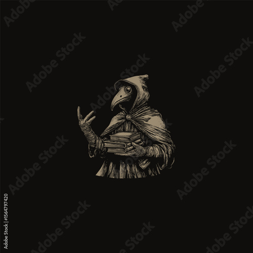 Doctor plague holding a book design vector template illustration