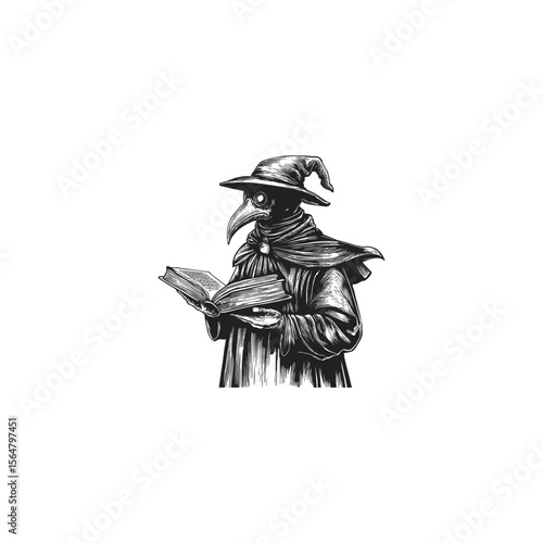 Doctor plague holding a book design vector template illustration