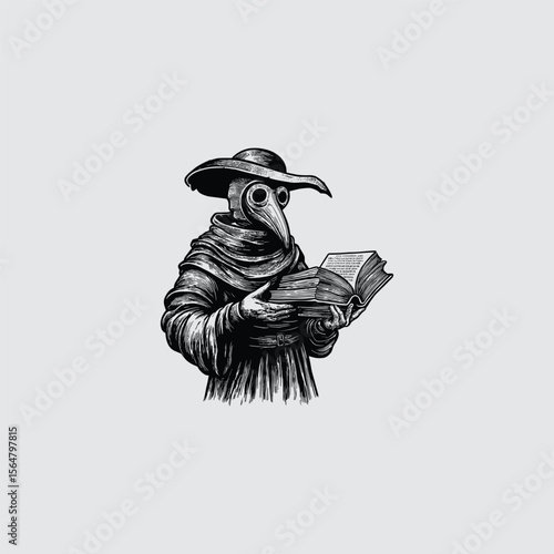 Doctor plague holding a book design vector template illustration