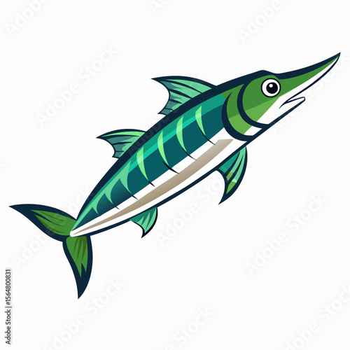 Vibrant Cartoon Wahoo Fish Illustration Aquatic Life Design Graphic