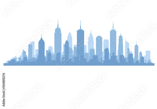 Fototapeta Naklejka Na Ścianę i Meble -  A panoramic view of a city skyline, a vector illustration of various buildings isolated on transparent background