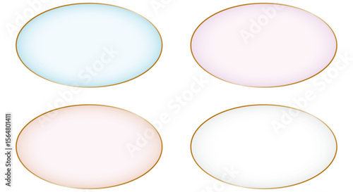 エレガントな楕円フレームのイラストセット
