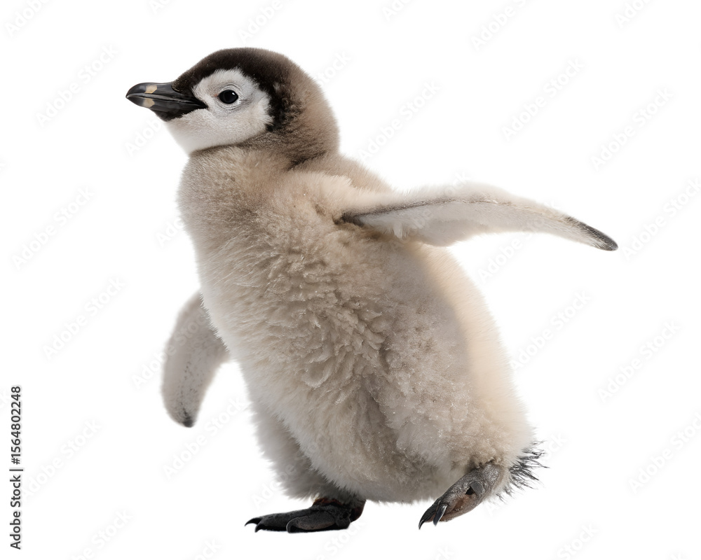 Naklejka premium A cute baby penguin stands balanced on a transparent background. design illustration