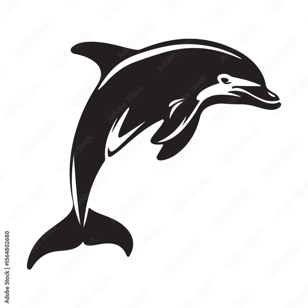Fototapeta premium Jumping Dolphin Vector Silhouette