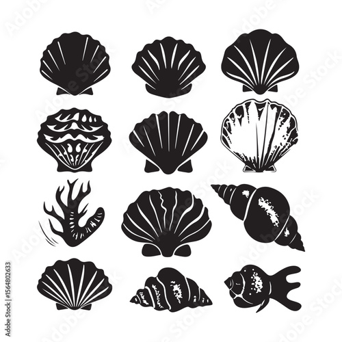 Clam Shell Vector Silhouette