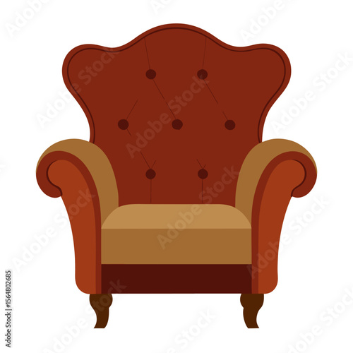 Classic leather armchair vector icon on white background.