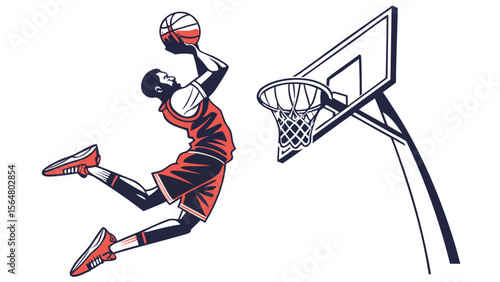 Basketball player slam dunk