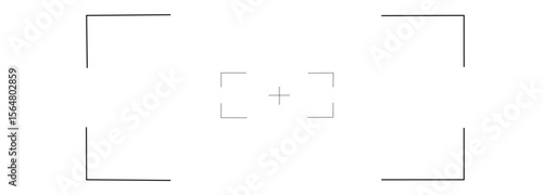 Camera Target Viewfinder Vector – Plus Sign and Side Rectangle UI Element for Focus, Scan, and AR Interface Design