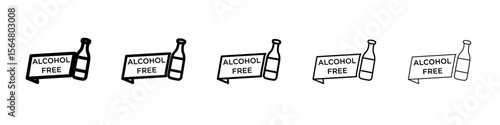 Alcohol free icon thin line outline set or collection