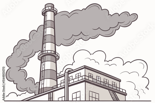Factory chimney with smoke