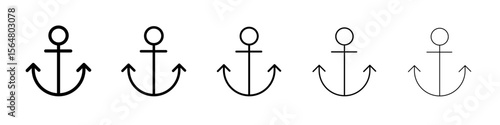 Anchor icon thin line outline set or collection