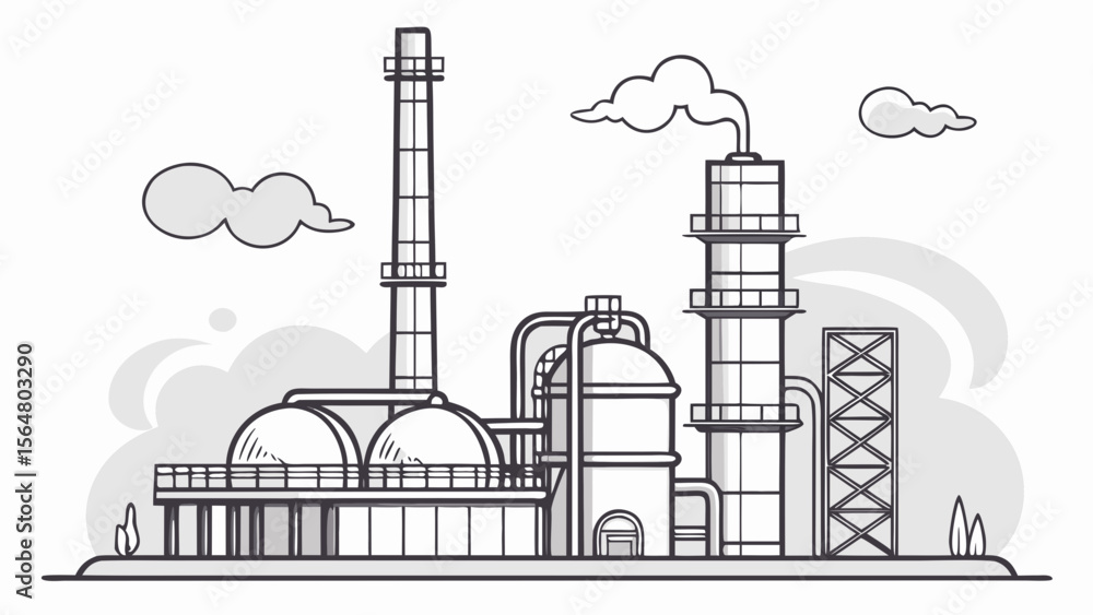Fototapeta premium Oil refinery pipes and smoke