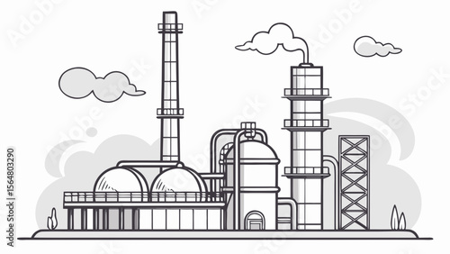 Oil refinery pipes and smoke