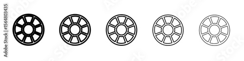 ashoka wheel icon thin line outline set or collection