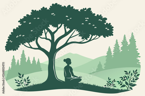 Yoga pose under tree