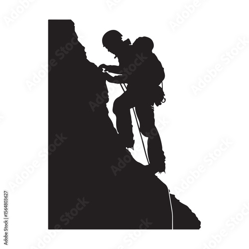 Alpinist Group Climbing Silhouette Set