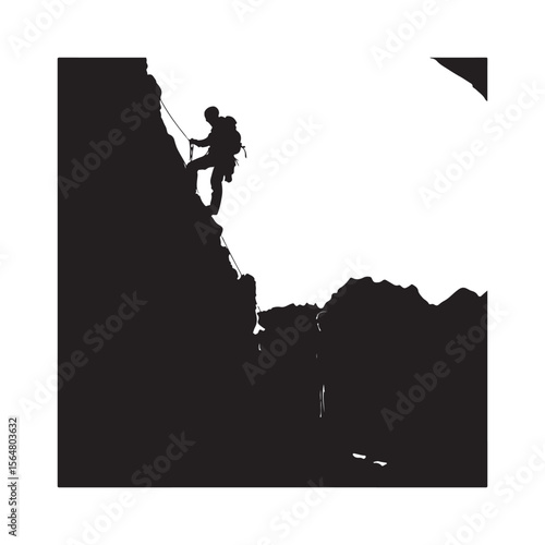 Climbers Silhouette Set on White Background