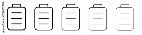 Battery icon thin line outline set or collection