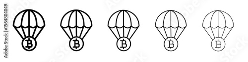 Bitcoin airdrop icon thin line outline set or collection