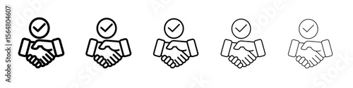 Business agreement handshake icon thin line outline set or collection