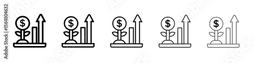 Business investments growth icon thin line outline set or collection