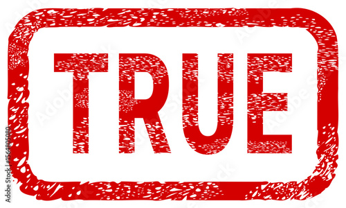 Dirty red stamp mark "TRUE" surrounded by a rounded frame (cut out)