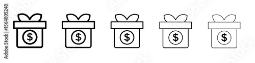 Cash bonus icon thin line outline set or collection