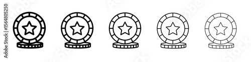 Casino chips icon thin line outline set or collection