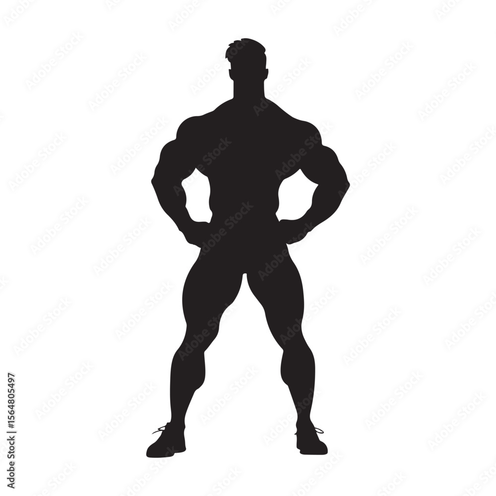 Fototapeta premium Bodybuilder Clipart Set on White Background