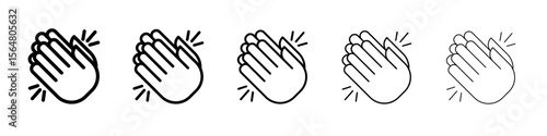 Clapping hand icon thin line outline set or collection