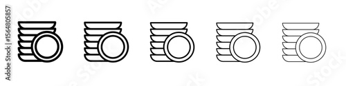 Clean stack plates icon thin line outline set or collection