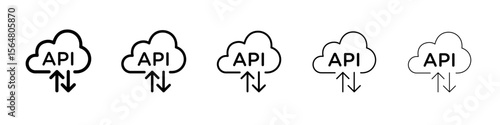 Cloud API icon thin line outline set or collection