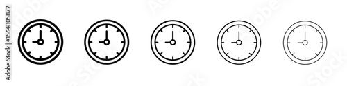 Clock time icon thin line outline set or collection