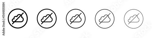 Cloud sync disable icon thin line outline set or collection