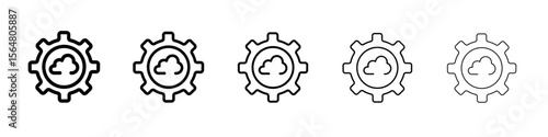 Cloud data setting icon thin line outline set or collection