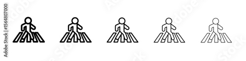 Crosswalk icon thin line outline set or collection