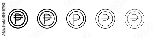 Cuba peso icon thin line outline set or collection