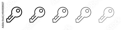 Door key icon thin line outline set or collection