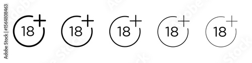 Eighteen plus icon thin line outline set or collection