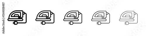 Electric iron icon thin line outline set or collection