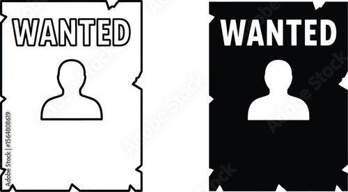 Two wanted posters one in black and white and one in negative space