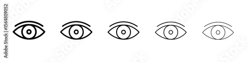 Eye icon thin line outline set or collection