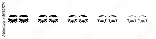 False eyelashes icon thin line outline set or collection