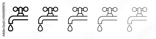 Faucet tap water icon thin line outline set or collection